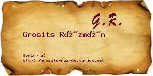 Grosits Rézmán névjegykártya